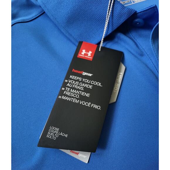 NWT UNDER ARMOUR The Ritz-Carlton Amelia Island Golf Polo UPF50 Blue SIze M - Picture 5 of 9